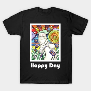 Cosmic Lollipop Ferret - Happy Day - White Outlined Version T-Shirt